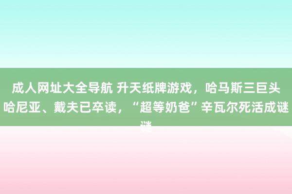 成人网址大全导航 升天纸牌游戏，哈马斯三巨头哈尼亚、戴夫已卒读，“超等奶爸”辛瓦尔死活成谜
