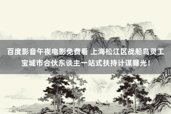 百度影音午夜电影免费看 上海松江区战船鸟灵工宝城市合伙东谈主一站式扶持计谋曝光！
