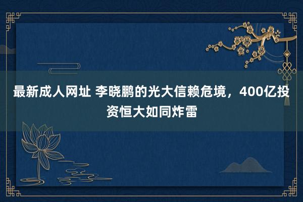 最新成人网址 李晓鹏的光大信赖危境，400亿投资恒大如同炸雷