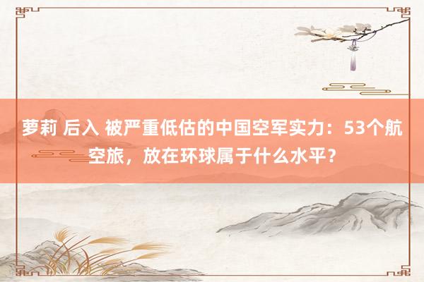 萝莉 后入 被严重低估的中国空军实力：53个航空旅，放在环球属于什么水平？