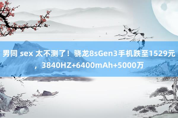男同 sex 太不测了！骁龙8sGen3手机跌至1529元，3840HZ+6400mAh+5000万